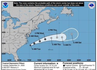 La depresión tropical Quince se aleja de la costa de EE.UU.