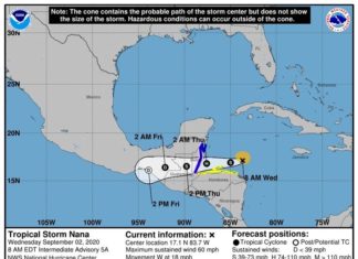 Nana puede ser huracán cuando llegue hoy a Belice