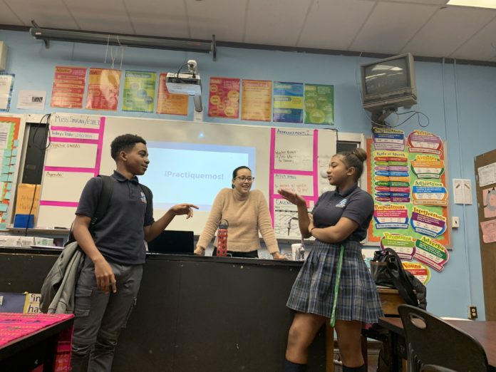 Students at Olney Charter School Practice Census Champions Skit