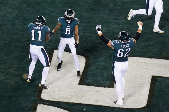 DeVonta Smith, A.J. Brown, Jason Kelce