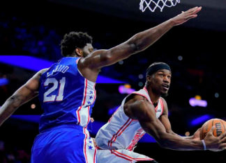 Butler’s acrobatic layup, 23 points lead Heat past 76ers