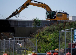 In the effort to reopen I-95 in Philadelphia, crews get some help from a NASCAR jet dryer