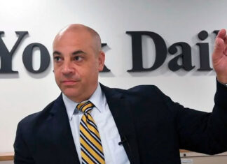 York County’s Republican district attorney jumps into primary race for Pennsylvania attorney general Dave Sunday, York County's elected district attorney, speaks with the York Daily Record in York, Pa., Monday, July 10, 2023. Sunday said that he will run in next year's GOP primary for state attorney general, making him the first Republican to seek the office that will be vacant after next year’s election. (Paul Kuehnel/York Daily Record via AP)