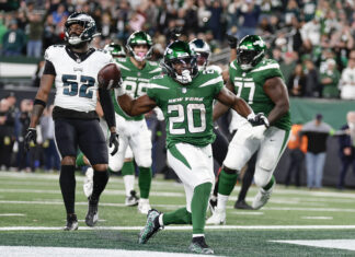 Con anotación tardía de Hall, Jets sorprenden 20-14 a Eagles, que pierden por 1ra vez