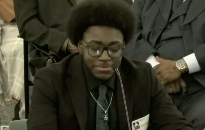 Winston Hayes a student at Lankenau told the School Board that learning about cows at Saul HIgh School was not the same as learnng Argoecology at Lankenau