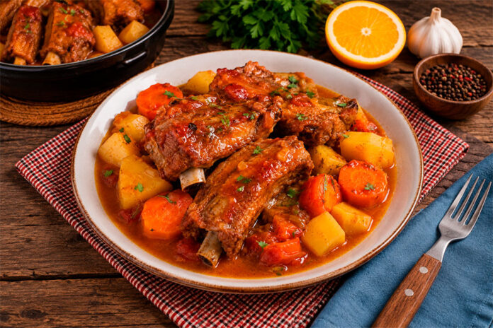Costillas-de-cerdo-a-la-naranja-con-verdura