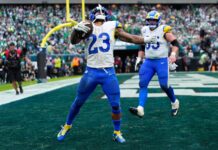 Rams remontan 10 puntos en los últimos minutos y vencen por 24-20 a Eagles Eagles